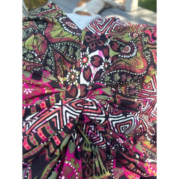 Salaam Knot Front 3/4 Sleeve Dress XL V-neck Light Flowy Fabric Rayon Spandex - Picture 6 of 11